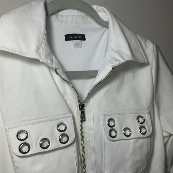 Vintage Cache White Dress Midi Career Size XS Office Business Casual Ponte Knit - Picture 6 of 11